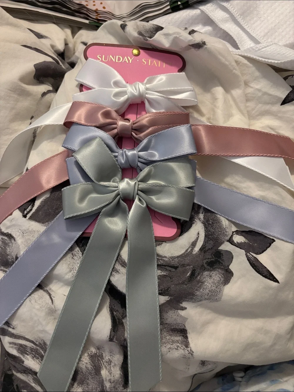 Sunday State Satin Bow Headbands — White, Pink, Light Blue, Sage